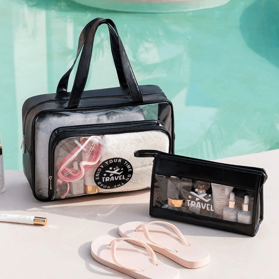 trousses de toilette voyage noir ensemble de deux trousses