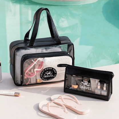 trousses de toilette voyage noir ensemble de deux trousses
