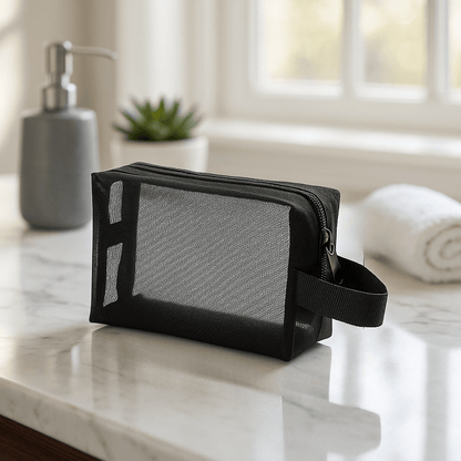 Trousse maquillage petit en maille noir