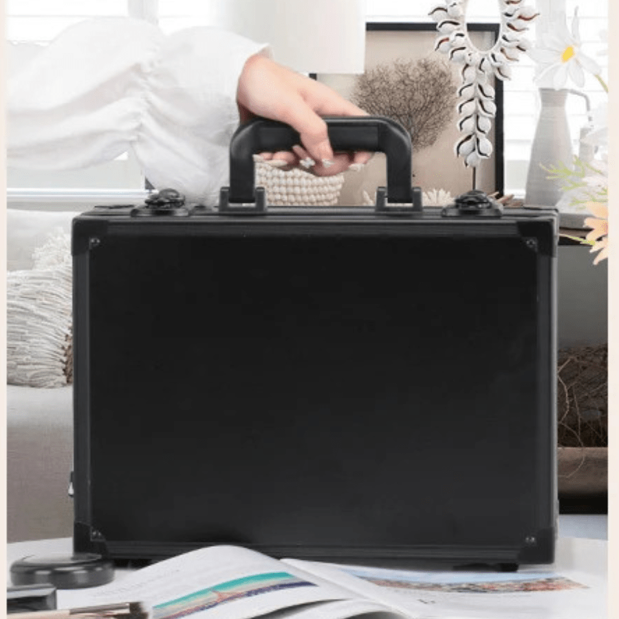 Valise maquillage avec poignée robuste et solide
