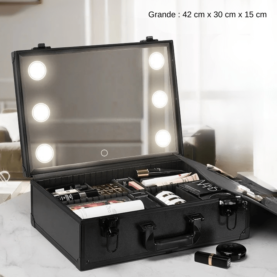 Valise maquillage grande aluminiun avec miroir