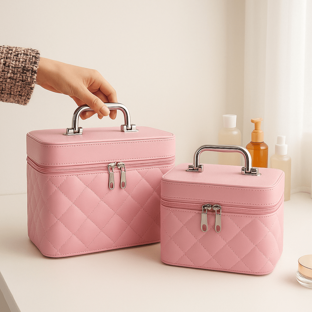 Valise maquillage professionnel petite et grande rose