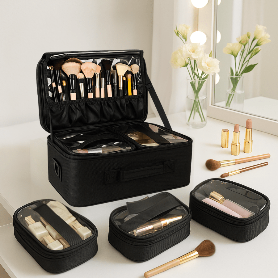 valise maquillage en nylon avec boite de rangement intérieur