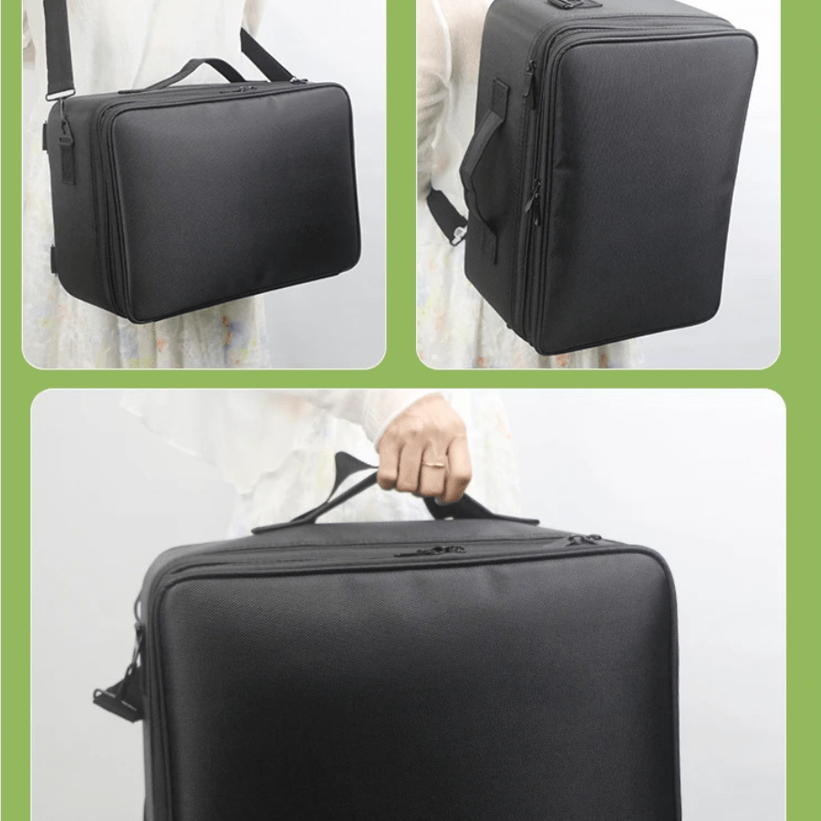 Valise maquillage portatif poignée et bandoulière