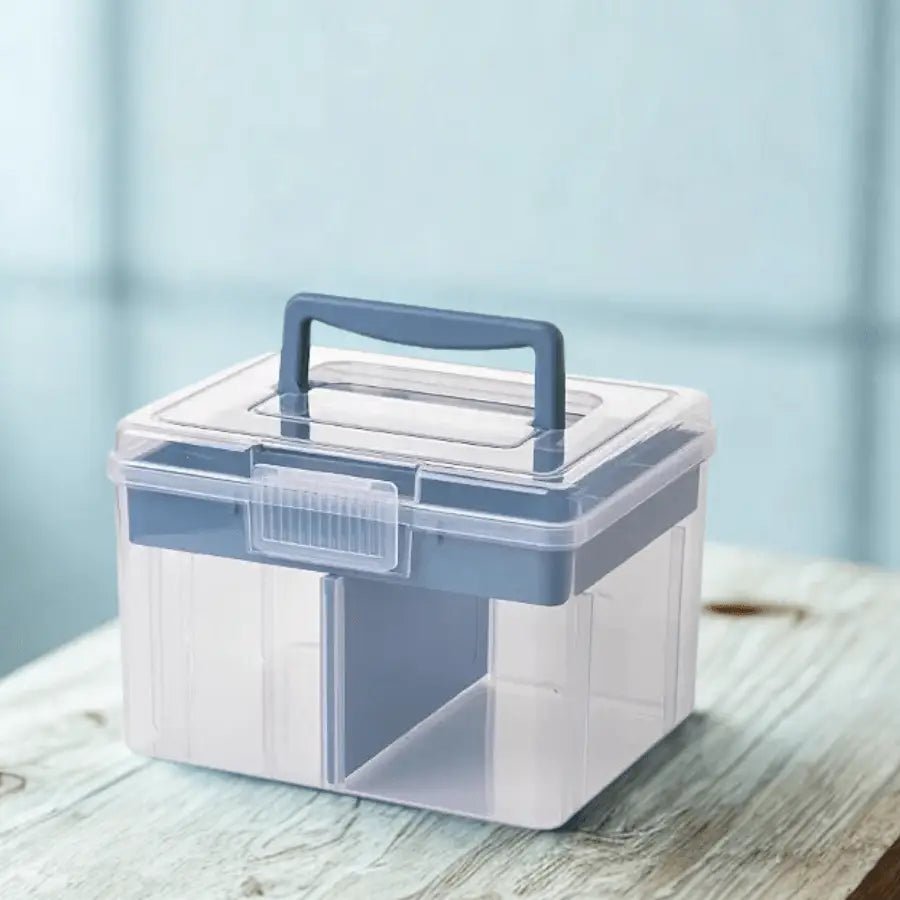 vanity case rigide transparente bleu petite