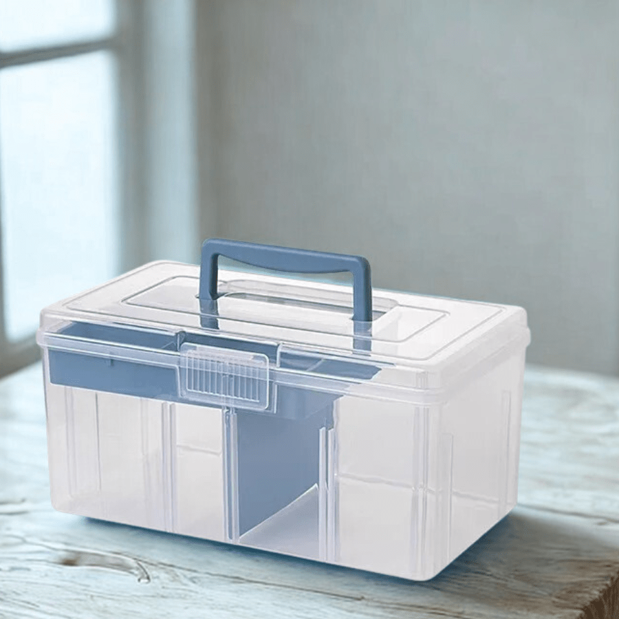 vanity case rigide large bleu transparente