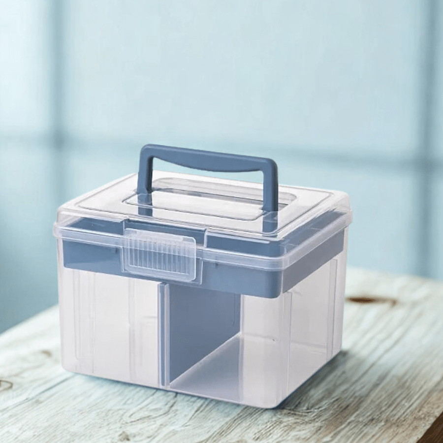vanity case rigide transparente bleu petite