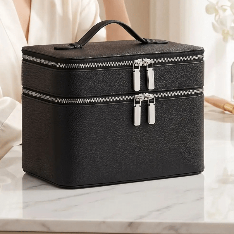 vanity femme voyage noir cuir pu