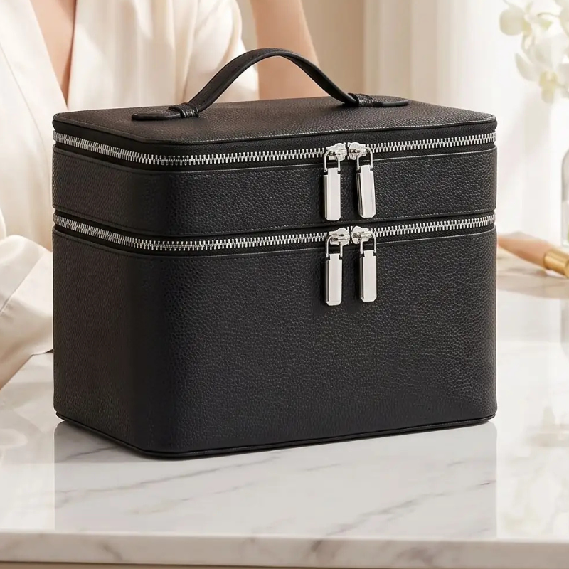 vanity femme voyage noir cuir pu