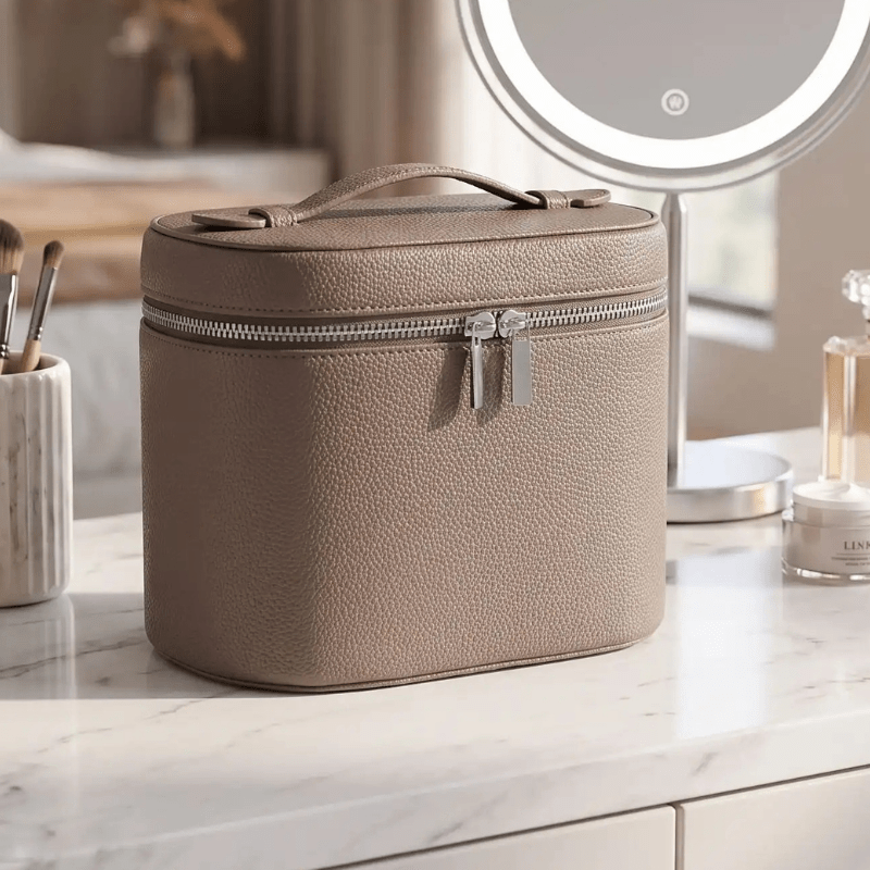 vanity pour maquillage café en cuir Pu